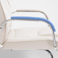 Tapizada En Cuero Sintético y con Base De Metal I Silla Conferencia con Reposabrazos, Color:Crema - details 5