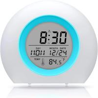 Reloj despertador digital para niños, luz nocturna de 7 colores, repetición, detección de temperatura, sueño, mesita de noche, bonito reloj despertador con temporizador - details 0