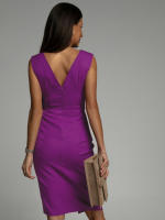Alta Belta sin mangas con cuello en V Vestidos de las mujeres, Midi, Nuevo cuello en V, sin mangas, Vestidos de noche divididos de cintura alta para las mujeres - details 3