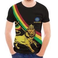 Camiseta de talla grande con estampado 3D de bandera etíope, camiseta de poliéster transpirable para hombre, ropa de playa - details 5