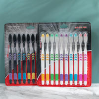 Cepillo de dientes de carbón de bambú ambiental Personal para la salud Oral, cepillo de dientes con mango de madera de cerdas suaves medianas de bajo carbono, 10 piezas - details 1