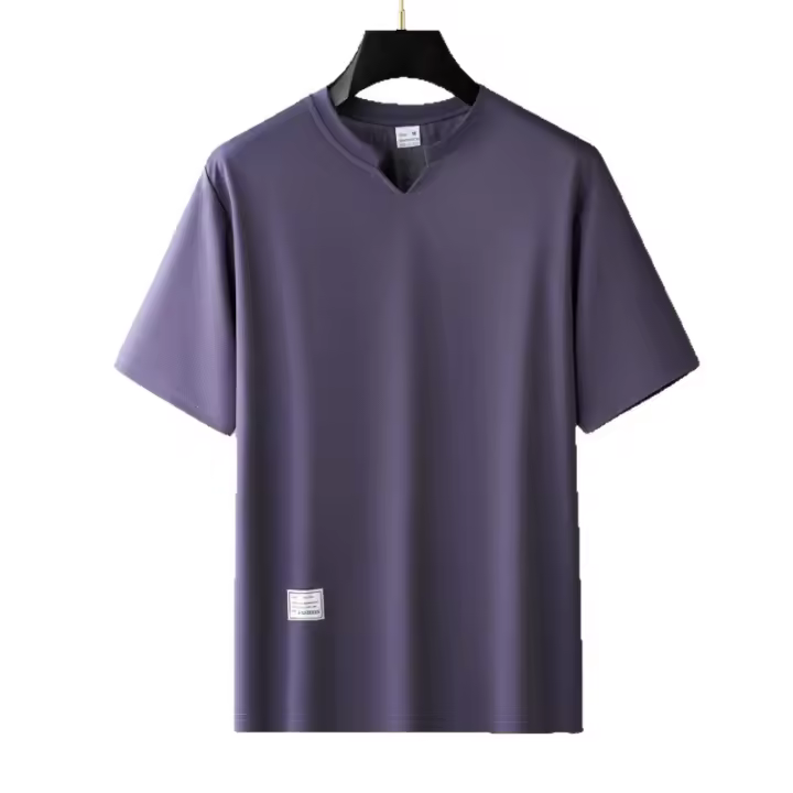 Camiseta de manga corta de moda transpirable con cuello en V, versátil, ligera, de lujo, informal para hombre, ideal para verano. - 1