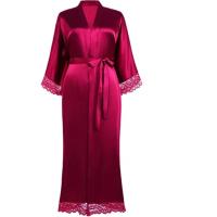 Vestido tipo kimono largo Sexy para mujer, bata de baño de encaje, lencería, camisón de seda helada, camisón de Color sólido, ropa de dormir de talla grande #     0701 - details 17