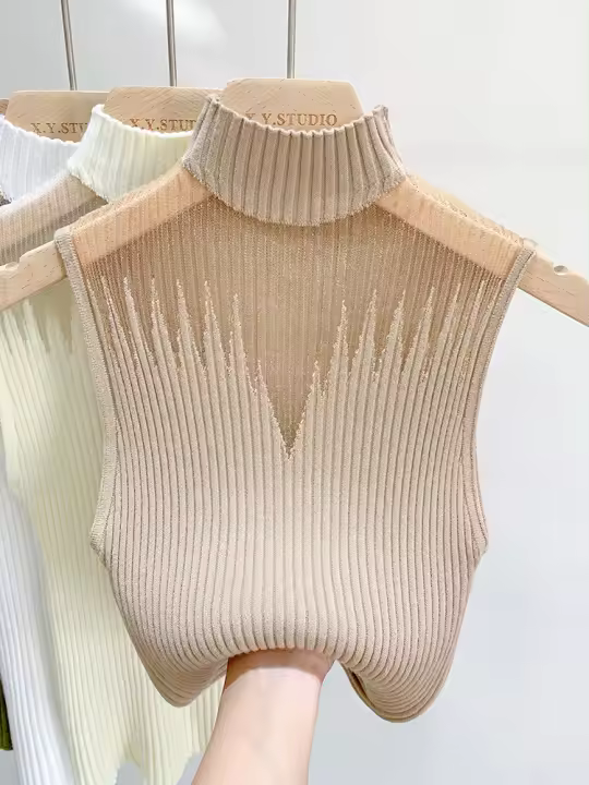 Top de Malla Acolchado Vestido Chic Sin Mangas para Mujer Estilo Callejero Moderno Moda Deportiva - 1