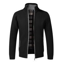 Otoño Invierno cárdigan cálido hombres suéteres de lana chaquetas con cremallera completa de suéter tejido abrigo. - details 0