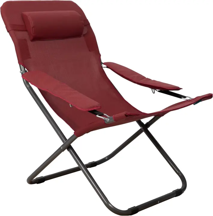 Silla de camping plegable con respaldo ajustable de textileno 2×1, rojo - 1