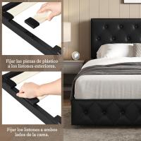 Cama Tapizada de Piel Marco de Cama Doble con 2 Cajones Ajustables en Altura - details 5