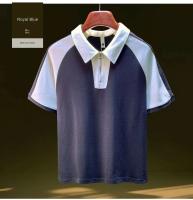 Polo empalmado con patrón cuadrado de gofres para hombre, camiseta holgada y transpirable de cinco mangas, innovadora para 2025, informal de verano - details 6