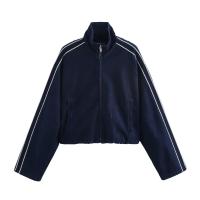 Estilo nuevo Ropa de mujer Chaqueta vaquera a rayas con patchwork Jeans decorados con cinturón lateral - details 1