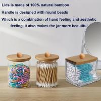 Recipiente de Almacenamiento Acrílico para Baño Organizador de Maquillaje con Tapa de Bambú Caja de Hisopos de Algodón Dispensador de Qtip - details 0
