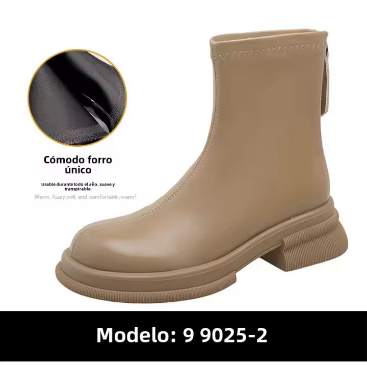 Cuero suave nueva moda británica ins botas delgadas de suela gruesa botas cortas de calle fritas - 1