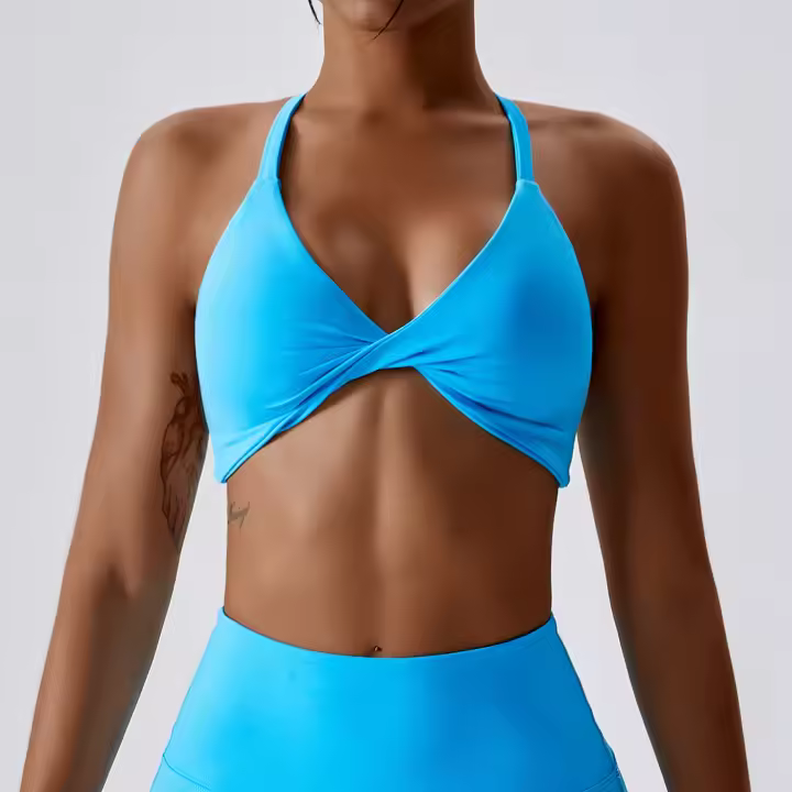 Sujetador deportivo push-up con tiras cruzadas para mujer, top corto para yoga, gimnasio, fiess, transpirable - 1