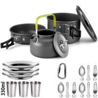 Utensilios de cocina para acampar, Villa de Vie, juego de picnic al aire libre, 2-3 teteras antiadherentes Peaple, varios juegos - details 19