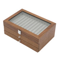 Caja para lápices, 34 ranuras, caja de almacenamiento con ventana de visualización, caja de madera, caja de portátiles (nogal) - details 8