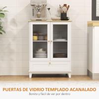 Aparador de Vidrio de 2 Puertas Mueble Ajustable para Sala de Estar y Dormitorio 68x35x85 cm - details 5