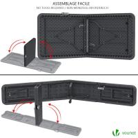 Mesa Plegable Multifuncional 180 x 75 cm, Mesa de Fiesta con Asa de Transporte, para Jardín, Terraza, Balcón, Blanco - details 16