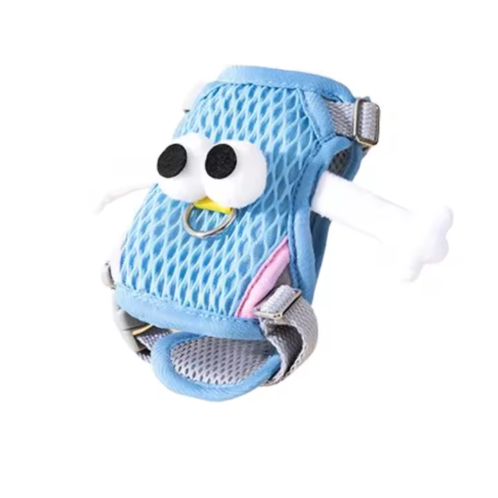 Suministros para mascotas, chaleco con arnés para el pecho para mascotas de dibujos animados, ojos grandes, arnés para perro ajustable, chaleco transpirable antiescape, correas para el pecho para gatos al aire libre - 1