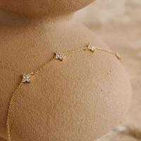Nuevos collares de circón de acero inoxidable para mujer, Collar de cadena de hierba de cuatro hojas chapado en oro, regalo de joyería - details 6