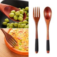 Juego de cubiertos de madera portátil, juego de cuchara, tenedor, cuchara, té de la tarde, postres, frutas, vajilla de viaje - details 1