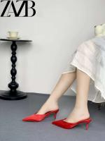 Zapatos de tacón alto de diseño minimalista con tiras puntiagudas de boca poco profunda y tacones altos ahuecados para mujer - details 2