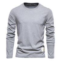 Nueva camiseta de manga larga de color sólido para hombre, ropa exterior deportiva informal a la moda, camiseta de fondo de algodón puro con cuello redondo - details 4