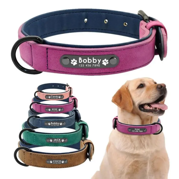 Collar personalizado Cuero Perro, accesorio perforado interior Identificación de mascotas, para Perros Pequeños, medianos - 1