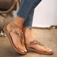 Sandalias Planas de Estilo Bohemio para Mujer Sandalias de Gladiador con Clip - details 4