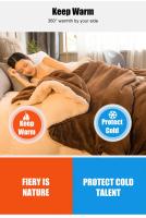 Manta cálida de invierno para sofá cama, funda de lana gruesa de Color sólido para dormitorio, sala de estar, adultos y niños - details 7