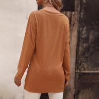 Camiseta de Manga Larga para Mujer Cuello en V Color Sólido Moda Coreana en Punto - details 4