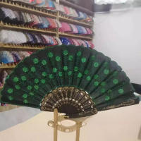 Abanico de plástico para manualidades, abanico de baile con lentejuelas gruesas, bordado a mano, estilo Vintage, 1 ud./5 uds. - details 0