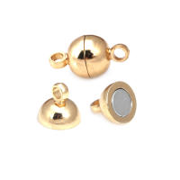 6 juegos de 5MM, 6MM, 8MM, 10MM, 18K, Color dorado, latón, bola ovalada/redonda, collar magnético, pulseras, cierres de conexión, suministros para fabricación de joyas - details 11