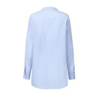Camisa Blanca Slim Para Mujer Moda Tops Oficina Blusa Larga Manga Suéter Ruched Cuello En V Tacón Casual Polyester - details 8