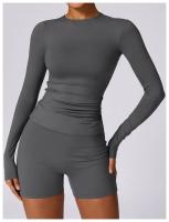 Conjunto de Yoga de 2 Piezas para Mujeres Ropa Deportiva de Gimnasio Leggings Fitness Top Corto de Manga Larga Pantalones Deportivos Traje de Entrenamiento Material de Lining Nylon Temporada Primavera/Verano - details 12