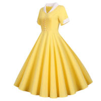 Vestido midi elegante e informal de verano para mujer, de línea A, manga corta, liso, para fiesta. - details 38