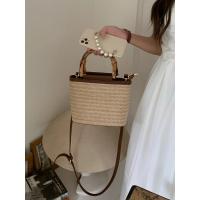 Bolsos de Viaje Hechos a Mano para Mujer Bolsos Cruzados de Verano de Paja con Asa de Madera - details 3