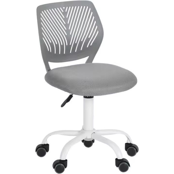 Silla de Escritorio giratoria Ajustable Silla de Oficina Asiento de Tela Silla ergonómica sin reposabrazos, Gris - 1