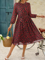 Vestido de cintura con lazo floral estilo casual de vacaciones para mujer Primavera Verano - details 12
