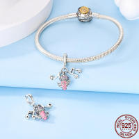 Abalorio DIY Ojo de Asilo plateado para mujer, joyería de cumpleaños, pulsera con piedra de circón principal y Material metálico - details 12