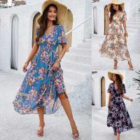 Ropa de mujer 2025 Primavera/novedad de verano estilo temperamento estampado cintura ceñida vestido de gasa de manga corta - details 0