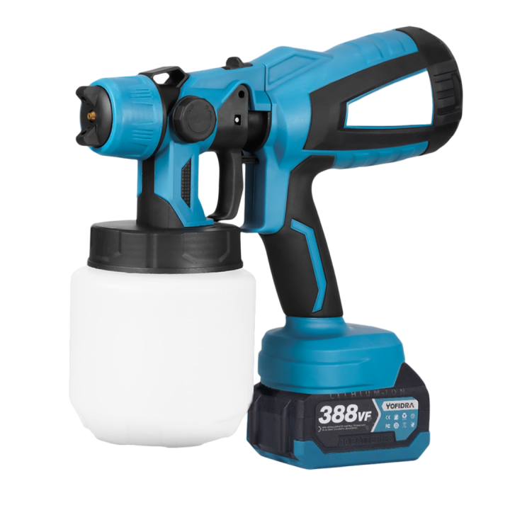 Pistola de Pintura Eléctrica YOFIDRA 1000ML Sin Cable, Aire Compresor, Herramientas DIY para el Hogar Velocidad sin Carga 55000RPM