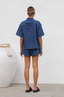 Conjunto Casual de Manga Corta y Shorts de Denim para Mujer Primavera-Verano Moda Suelta y Cómoda - details 2