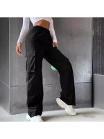 Pantalones cargo rectos a la moda para mujer, pantalones informales con cintura elástica para mujer - details 1