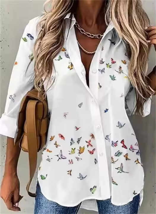 Camisa casual de manga larga de moda para mujer, blusa elegante para mujer - 1