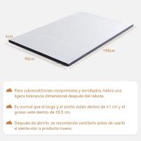 Colchón de Espuma viscoelástica Topper con memoria con Funda removible y lavable, 140 x 190 cm, 4 cm, Blanco - details 20