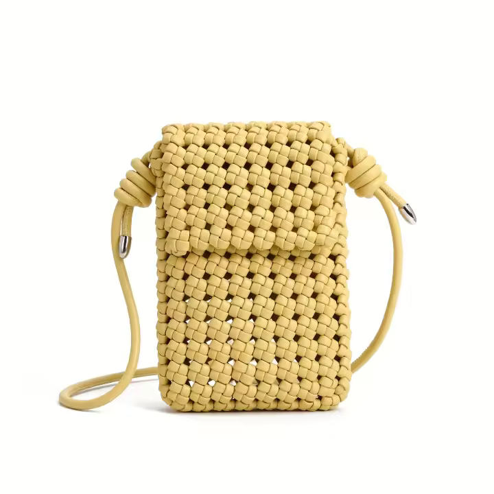 Bolso Cruzado Hecho a Mano Chic Versátil Beige Sintético, Cierre Magnético, Correa Fija, Monedero Casual Interior - 1