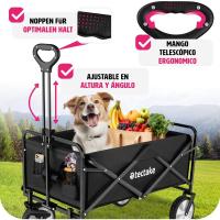 Carro Plegable para Jardín, Carro Transporte en Acero, Carrito Playa con Asa Telescópica, Carretilla Jardín con Lona Extraíble, Carro Camping Multiuso con Bolsa Transporte, Carga 80 kg, Negro - details 9