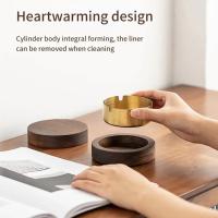 Nuevos ceniceros creativos con tapa Cenicero de escritorio de madera de nogal Cenicero de acero inoxidable a prueba de viento para fumar decoración del hogar y la Oficina - details 4