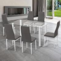 Home Pack 6 sillas, Sillas Comedor,, Tejido Gris y Patas Blancas, Modelo Yuri, Medidas: 44 cm Ancho x 42 cm Largo x 96 cm Alto - details 1