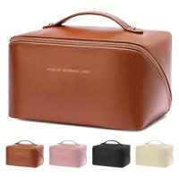 MEJORADA Neceser cosméticos de viaje de CUELO SINTÉTICO gran capacidad, estuche de maquillaje portátil para mujer, organizador de artículos de tocador multifuncional impermeable, bolsa de almacenamiento - details 0