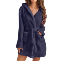 Pijama tipo jersey con capucha para mujer, albornoz cálido de color sólido para el hogar, 2024 - details 10